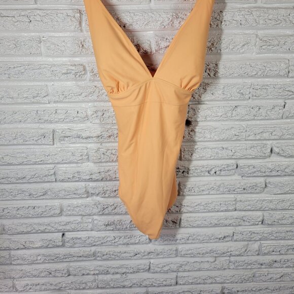 Old Navy Womens Swimsuit Extra Large One Piece Orange Lined Criss Cross ORA12E - Picture 4 of 13